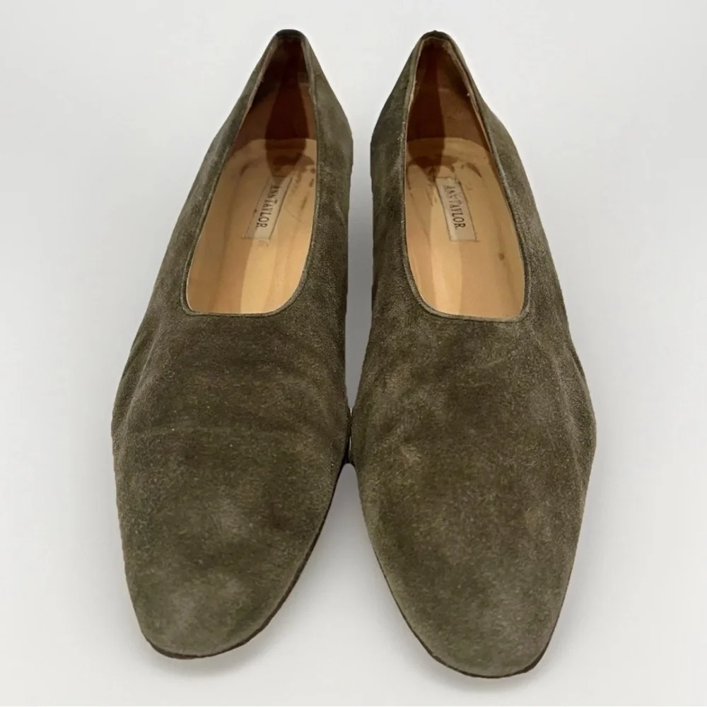Ann Taylor - Green Suede Pointed Toe Low Heel Pumps Dress Shoes - Womens 8.5 M